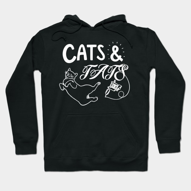 Cats And Ats Funny Cat , Cool Cat , Attoo Lover Hoodie by Peter Smith